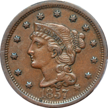 1857 Large Date PCGS AU-55.