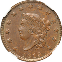 1819 (N-8) NGC MS-61 BN.