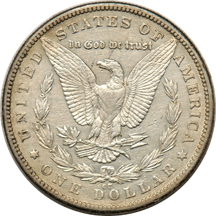 Mostly complete collection of Morgan silver dollars, 1878 through 1890, in a Dansco 7178 album.