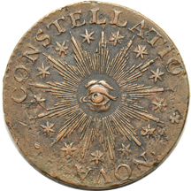 1783 Nova Constellatio, pointed rays, small US, AU details.