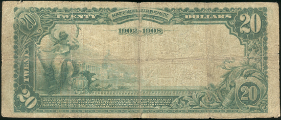 1902 $20 Fulton, MO Charter# 8358 Blue Seal Date Back VG.