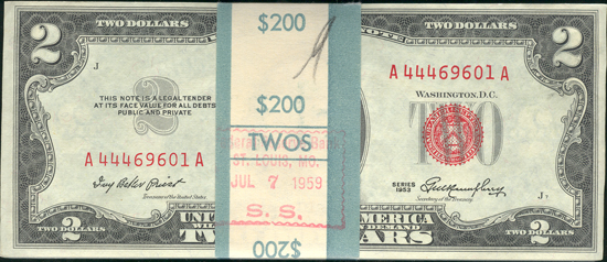 Pack of 1953 $2 CHCU.