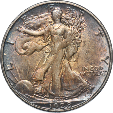 1913 quarter, and a 1928-S half-dollar, as described.