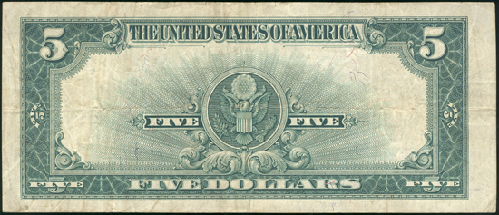 1923 $5 VF.