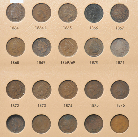 Nearly complete collection of Flying Eagle and Indian-Head cents in a Dansco 7101 album.