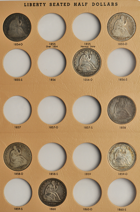 Twenty-eight different Seated Liberty half-dollars in a Dansco 6152 album.