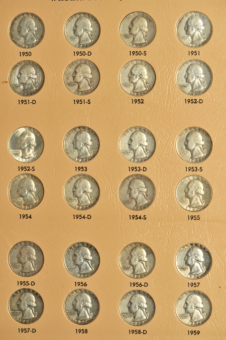 Complete collection of Washington quarters, 1932-1998-S, including proof-only issues, in a Dansco 8140 album.