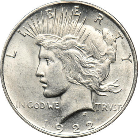 Four different Peace dollars certified by PCGS.