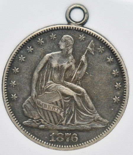 Love Token - Fancy HSM on a 1876 Seated half-dollar.