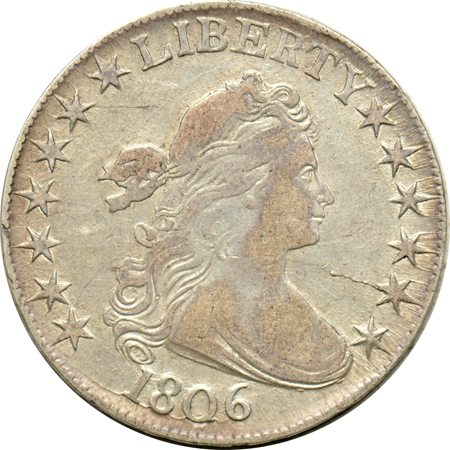 1806 Pointed 6, No Stem (O-109a, R.4) VF.