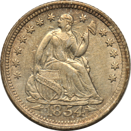 Seven Seated Liberty half dimes, as described.