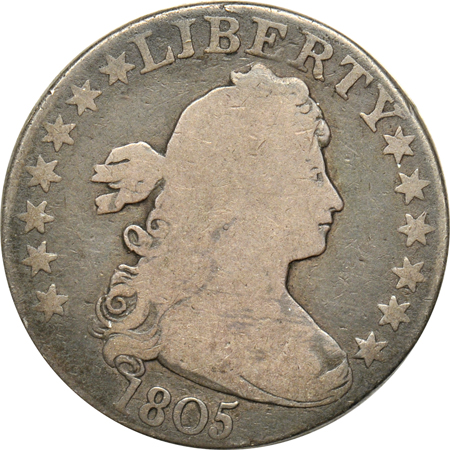 1805 quarter with contemporary clipping.