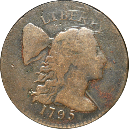 1795 large cent VG details/environmental damage, and a 1797 half-cent About Good details/improperly cleaned, both NGC.