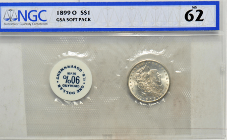 1899-O GSA Soft Pack NGC MS-62.