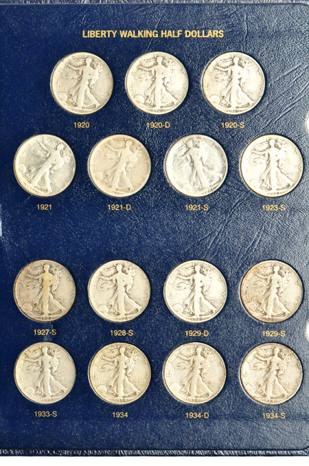 Collection of half-dollars, complete 1916 through 1963-D, in two albums.