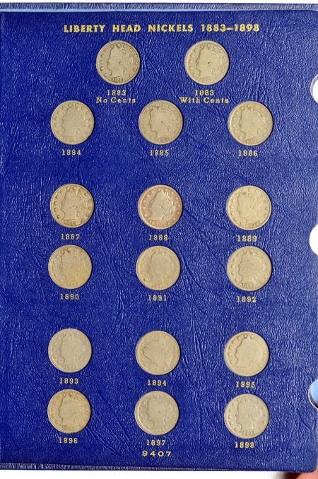 Complete collection of Liberty nickels in a Whitman 9407 album.