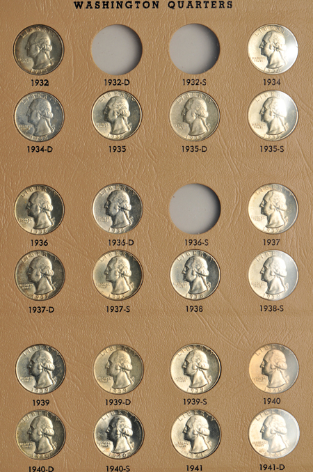 Partial Washington quarter collection, including proof-only issues, in a Dansco 8140 album.