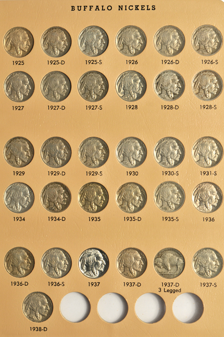 Collection of Buffalo nickels in a Dansco 7112 album.