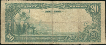 1902 $20 Fulton, MO Charter# 8358 Blue Seal Date Back VG.