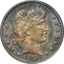 1913 quarter, and a 1928-S half-dollar, as described.