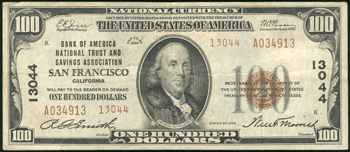 1929 $100 San Francisco, CA Charter# 13044 Ty. 2. VF.