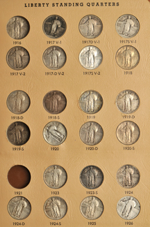 Nearly complete Standing Liberty quarter collection in a Dansco 7132 album.