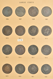 Collection of eighty-six large cents in a Dansco 7099 album.