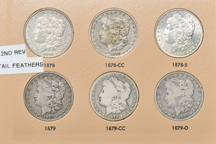 Partial collection of Morgan dollars, 1878-1890, in a Dansco 7178 album.