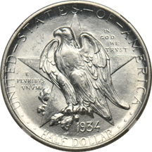 Five silver commemorative half-dollars certified MS-63.