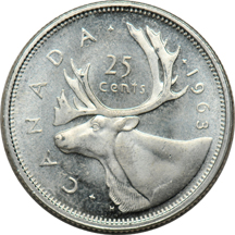 Canada - Group of seventy BU silver 25-cent pieces.