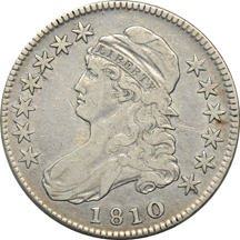 Seven Capped Bust half-dollars.