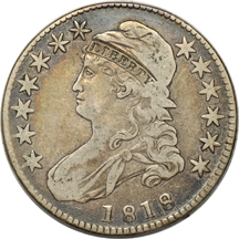 Seven Capped Bust half-dollars.