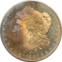 Toned 1880-S MS-65, 1881-S MS-66, and 1888 MS-66, all PCGS