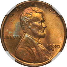 Four certified Lincoln cents.