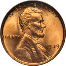 Four Lincoln cents certified "Red."