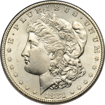 1883-CC, plus four additional silver dollars, all UNC.