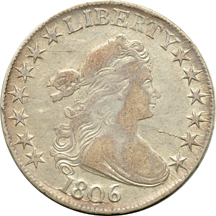 1806 Pointed 6, No Stem (O-109a, R.4) VF.