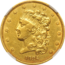 1834 Plain 4 NGC XF-45.