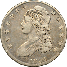 Sheet of eleven Bust half-dollars, consecutive dates 1826 through 1836.