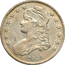 Sheet of eleven Bust half-dollars, consecutive dates 1826 through 1836.