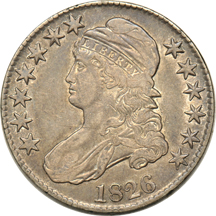 Sheet of eleven Bust half-dollars, consecutive dates 1826 through 1836, all VF.