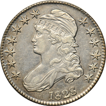 Five half-dollar type coins with different dates.