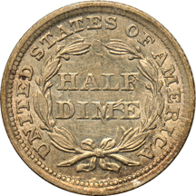 Seven Seated Liberty half dimes, as described.