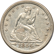 Eight U.S. silver type coins, as described.