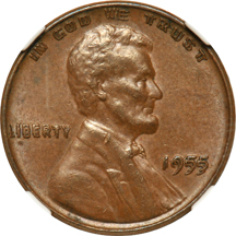 1955 Doubled Die Obverse NGC MS-62 BN.