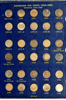 Canada - Ten Cents Collection, complete from 1858 through 1977.