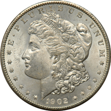 Twenty 1902-O Morgan dollars, all UNC.