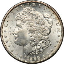 Twenty 1886-S Morgan dollars, all UNC.