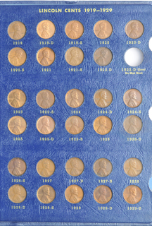 Nearly complete collection of Lincoln cents in a Whitman 9405 album.