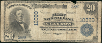 1902 $20 Clayton, MO Charter# 12333 Blue Seal Good.